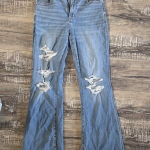 Distressed Blue Flare Jeans